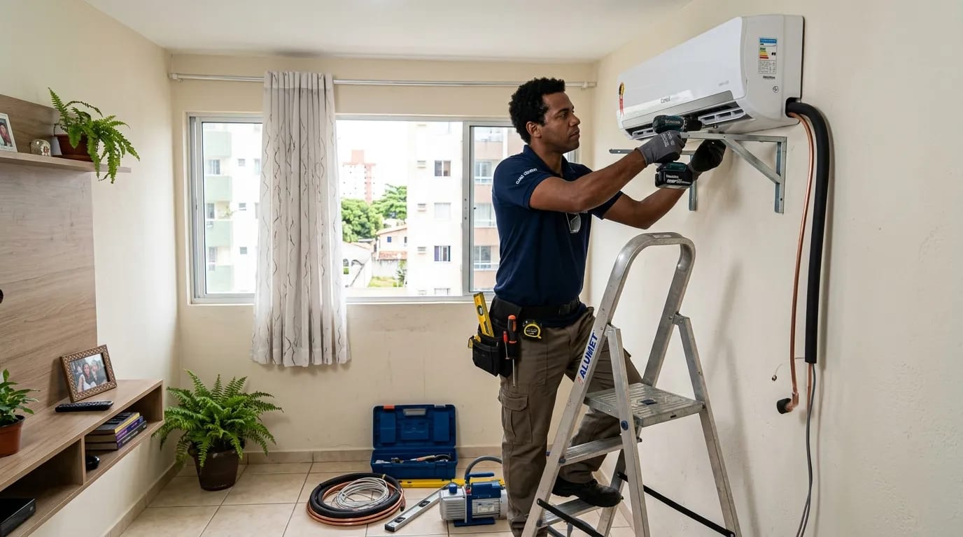 Instalação de ar-condicionado split em Goiânia‑GO